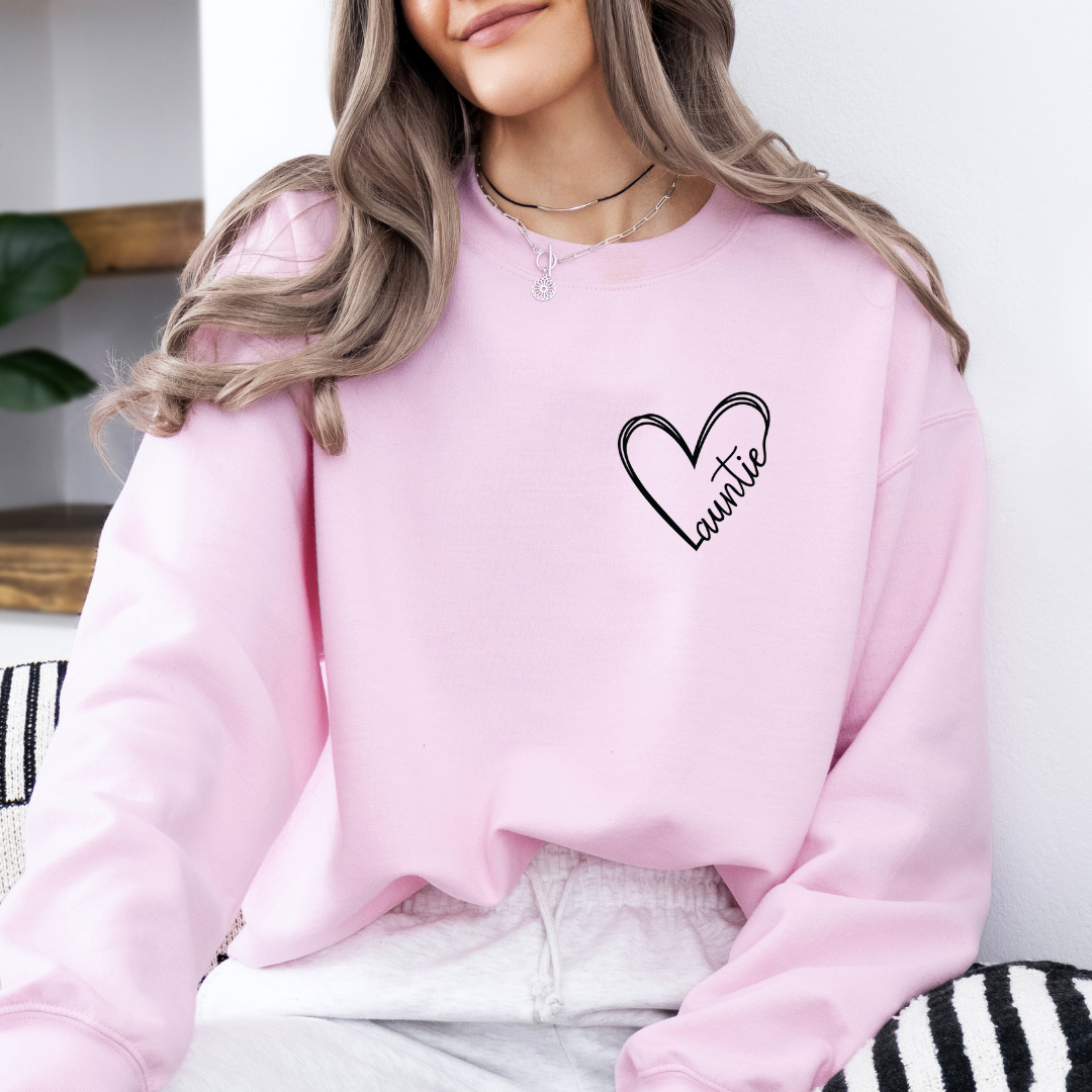 Grandma, Nana, Auntie, Etc. Heart Crewnecks