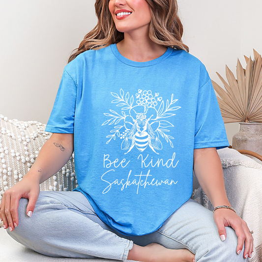 Bee Kind Saskatchewan Tees Heather Sapphire