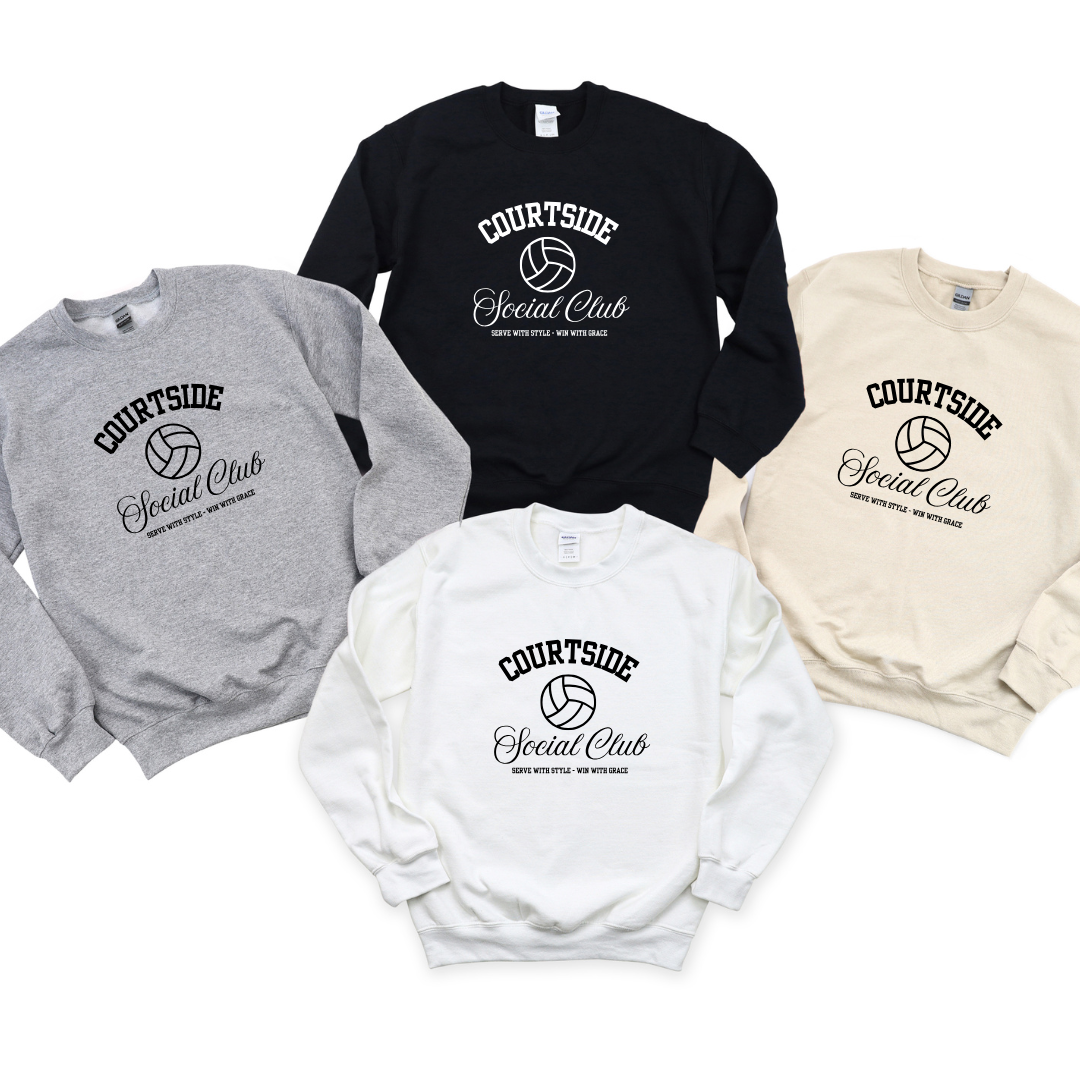 Courtside Social Club Serve With Style Win With Grace Crewnecks