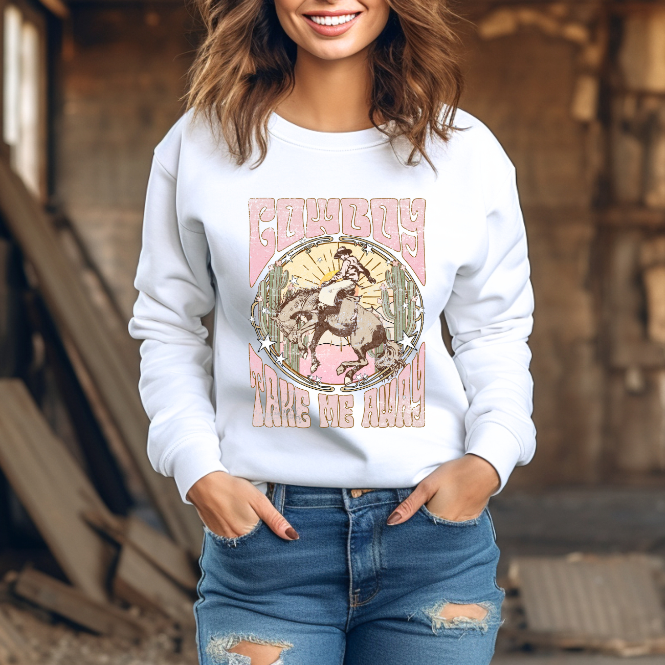 Cowboy Take Me Away Crewnecks
