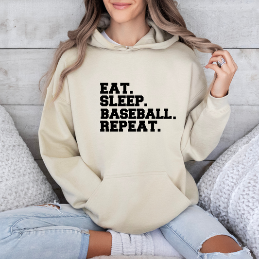 Eat. Sleep. Baseball. Repeat. Hoodies