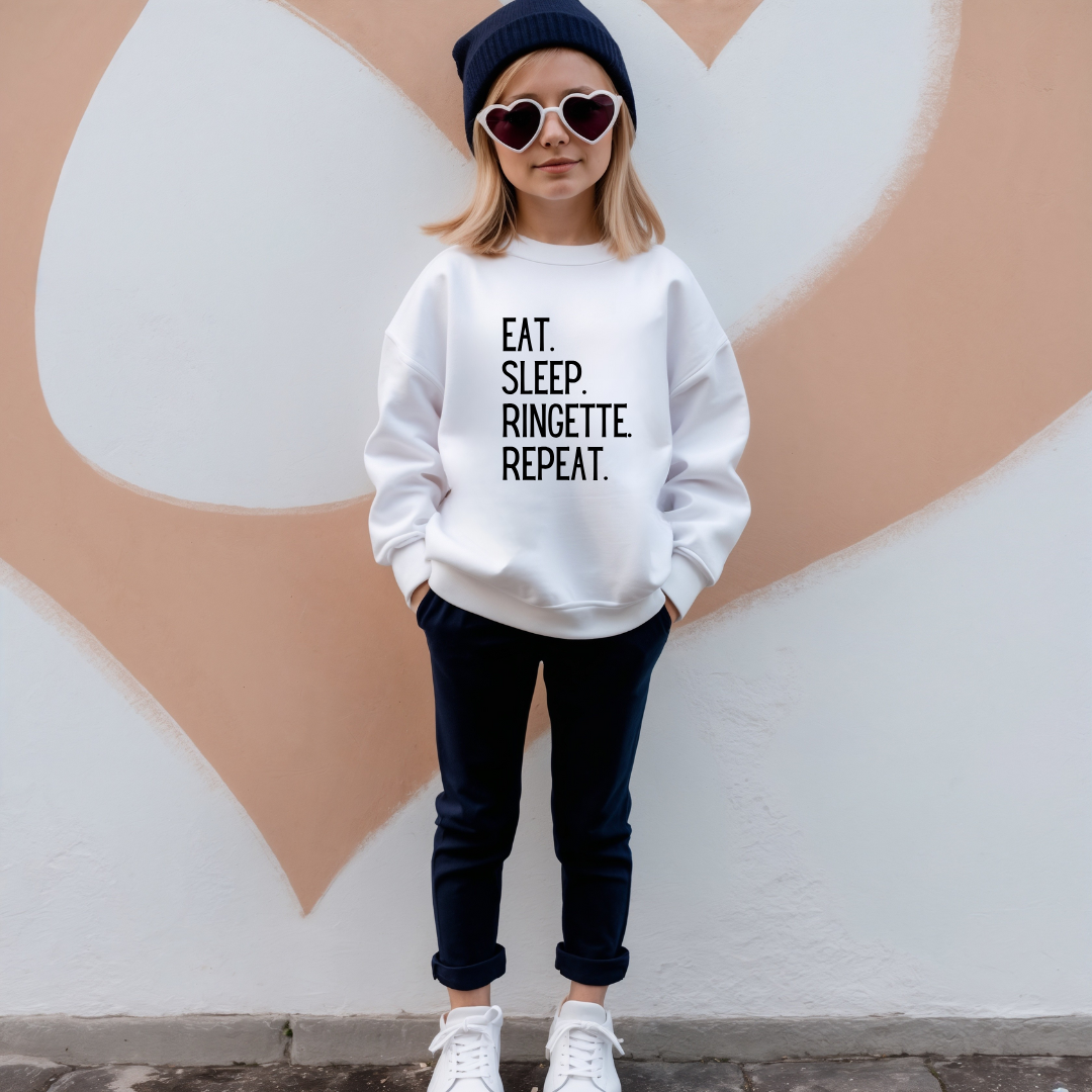 Eat Sleep Ringette Repeat Kids Tees/Crewnecks/Hoodies