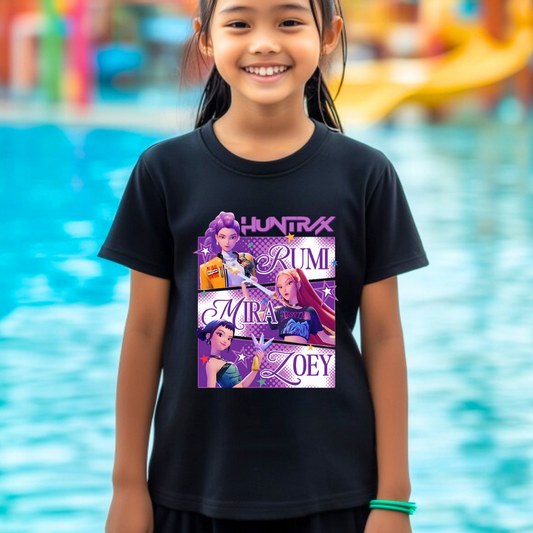 Huntrix Rumi Mira Zoey K-Pop Demon Hunters Kids Tees/Crewnecks/Hoodies