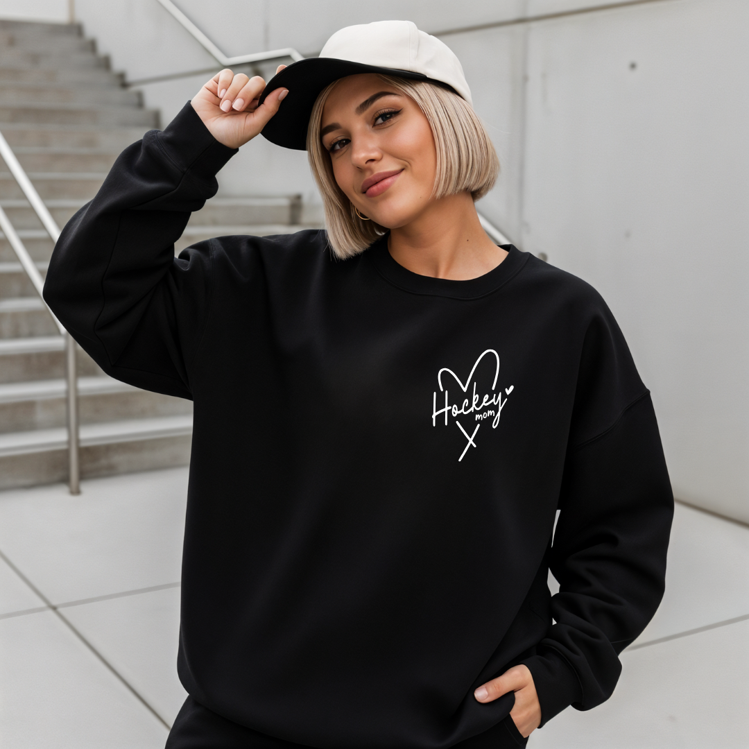 Hockey Mom Heart Crewnecks/Hoodies