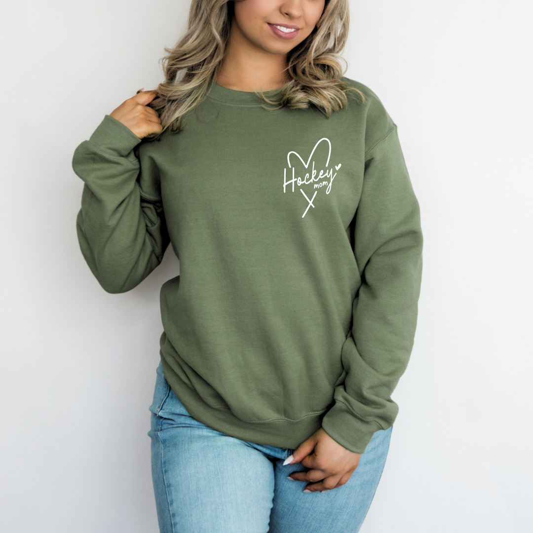 Hockey Mom Heart Crewnecks/Hoodies