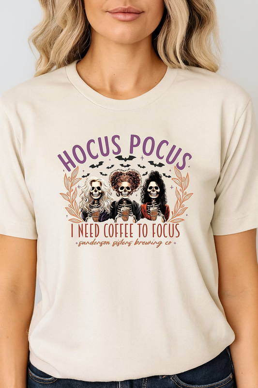 Hocus Pocus I Need Coffee To Focus Softstyle Tees