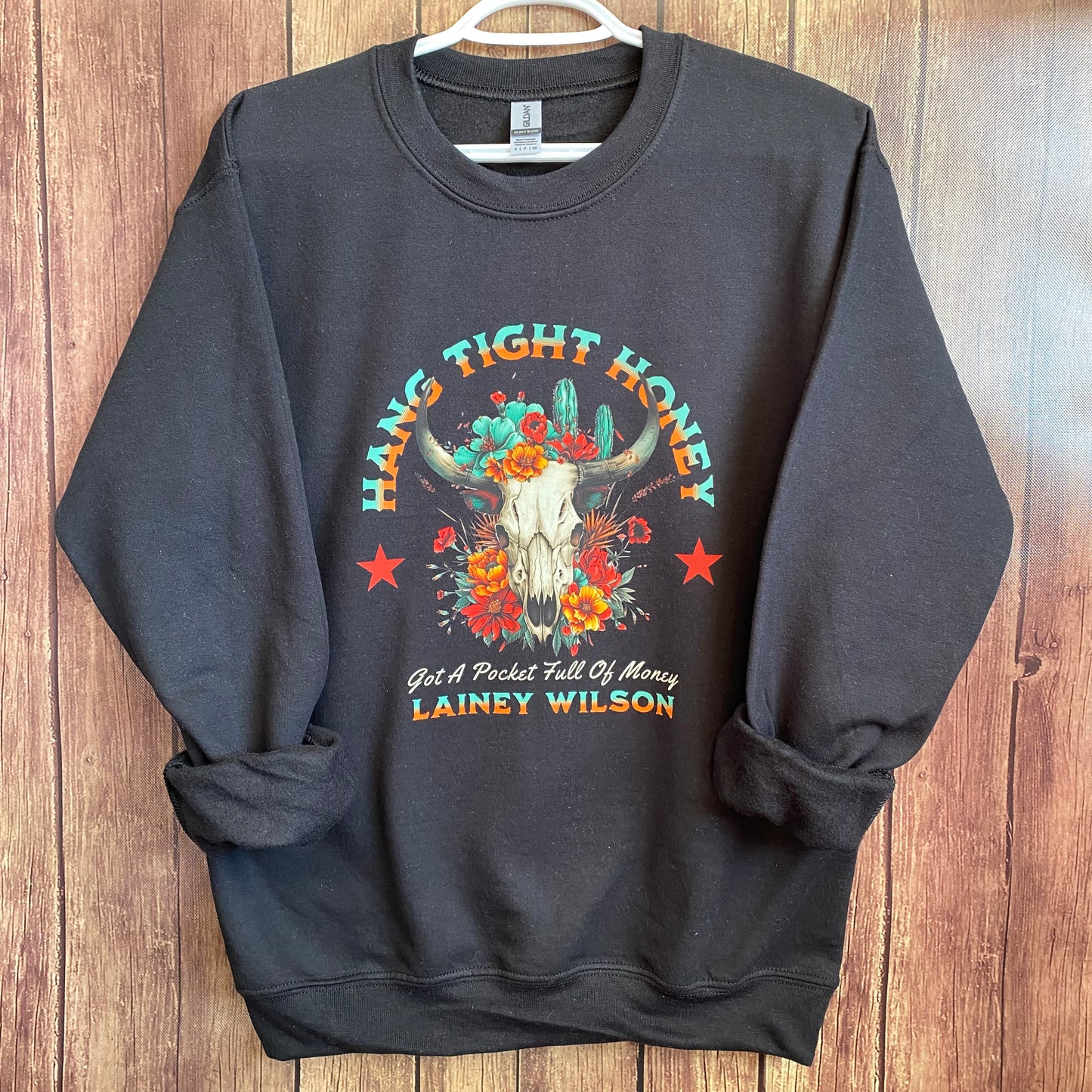 Lainey Wilson Hang Tight Honey Adult Crewnecks