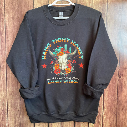 Lainey Wilson Hang Tight Honey Adult Crewnecks