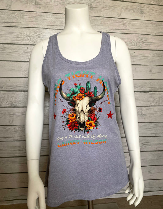 Lainey Wilson Hang Tight Honey Racerback Tanks