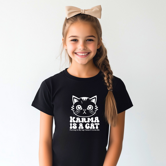 Karma Is a Cat Kids Softstyle Tees