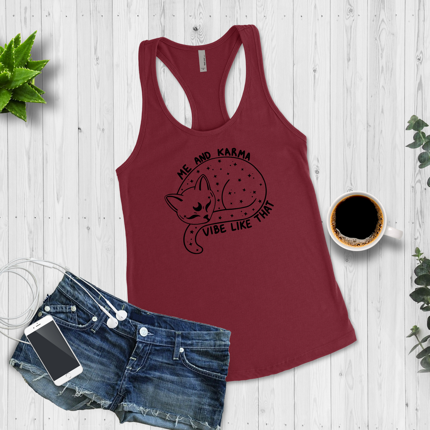 Me and Karma Vibe Like That Racerback Tanks