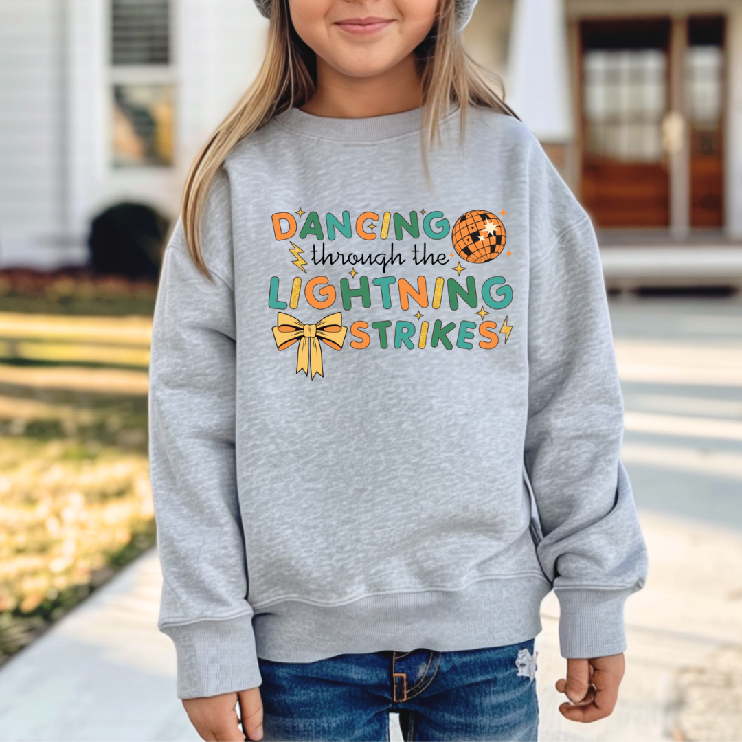 Dancing Through The Lightning Strikes Kids Tees/Crewnecks