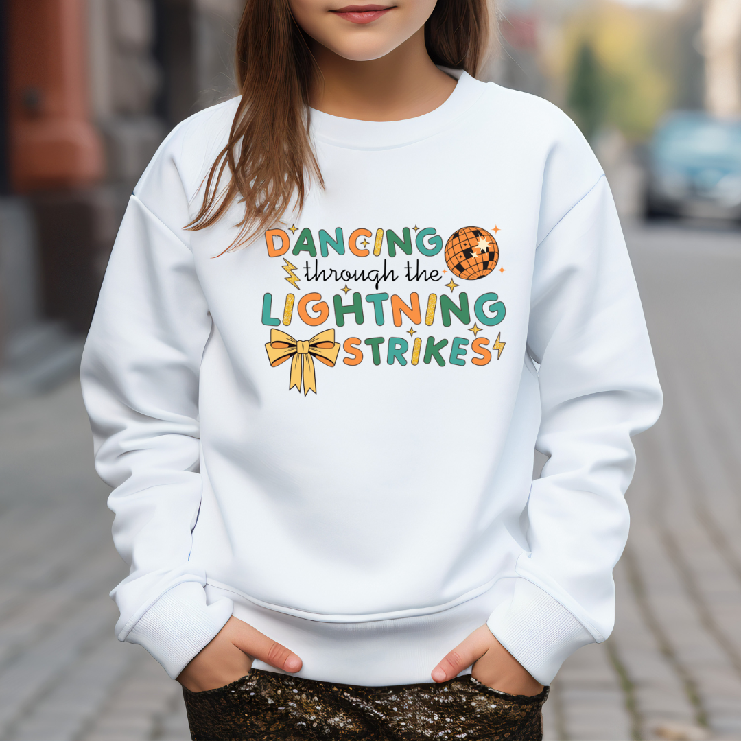 Dancing Through The Lightning Strikes Kids Tees/Crewnecks