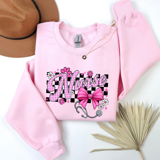 Nurse Checkered Crewnecks