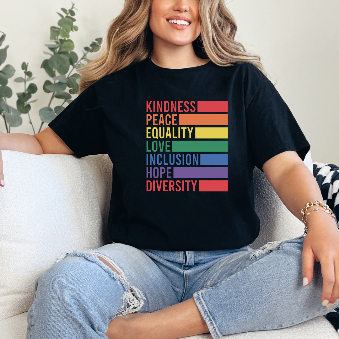 Kindness Peace Equality Love Inclusion Hope Diversity Tees/Crewnecks/Hoodies