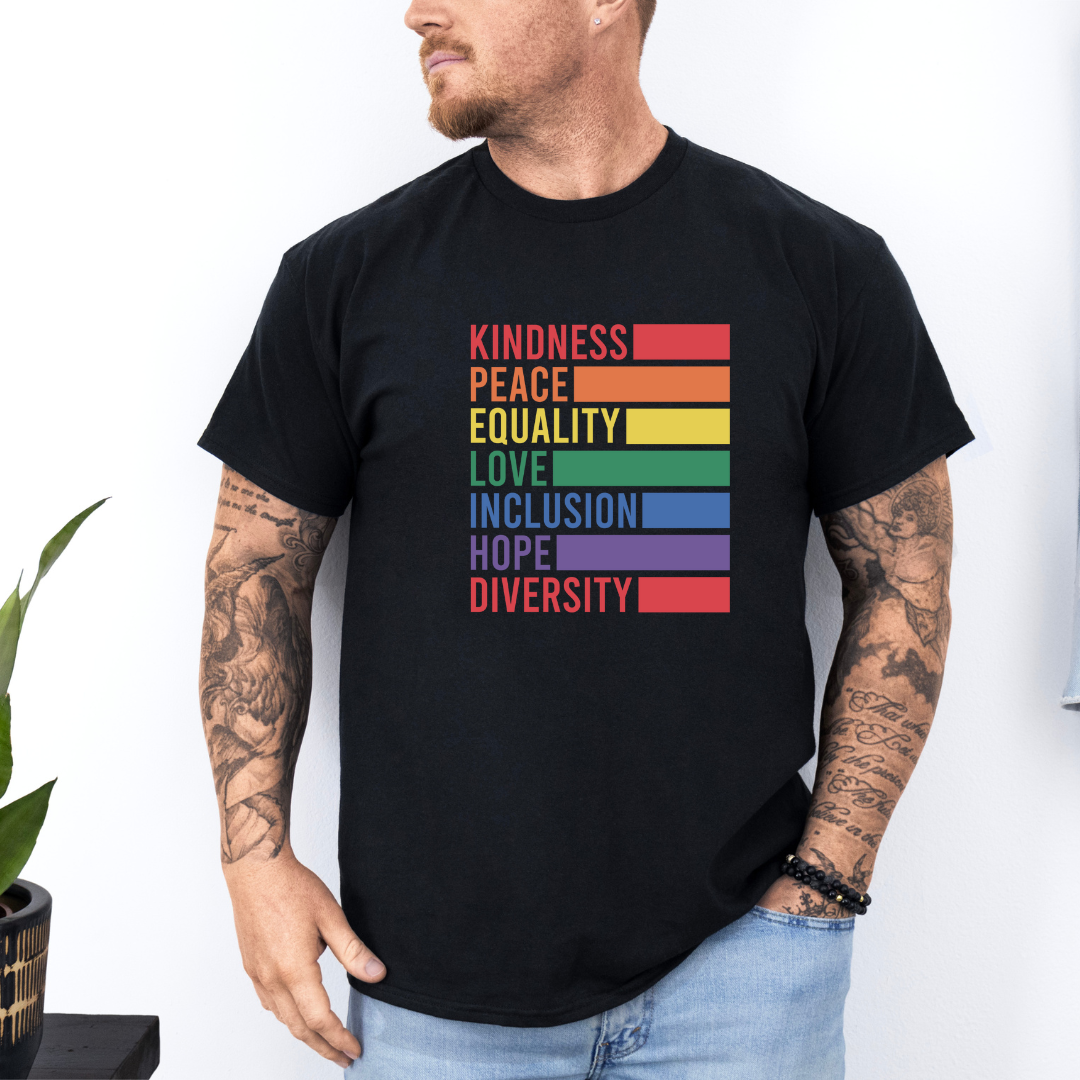Kindness Peace Equality Love Inclusion Hope Diversity Tees/Crewnecks/Hoodies