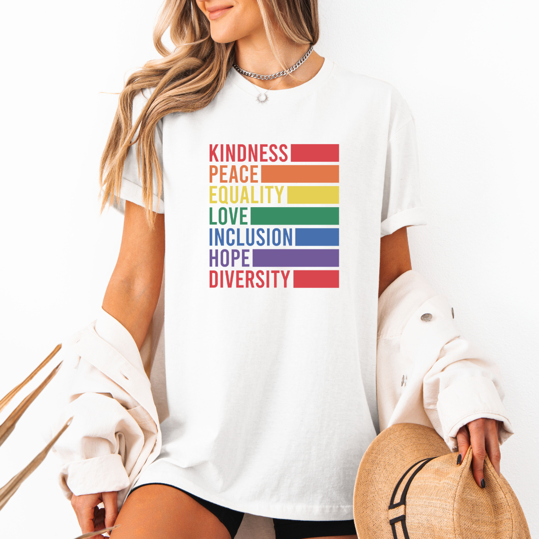 Kindness Peace Equality Love Inclusion Hope Diversity Tees/Crewnecks/Hoodies