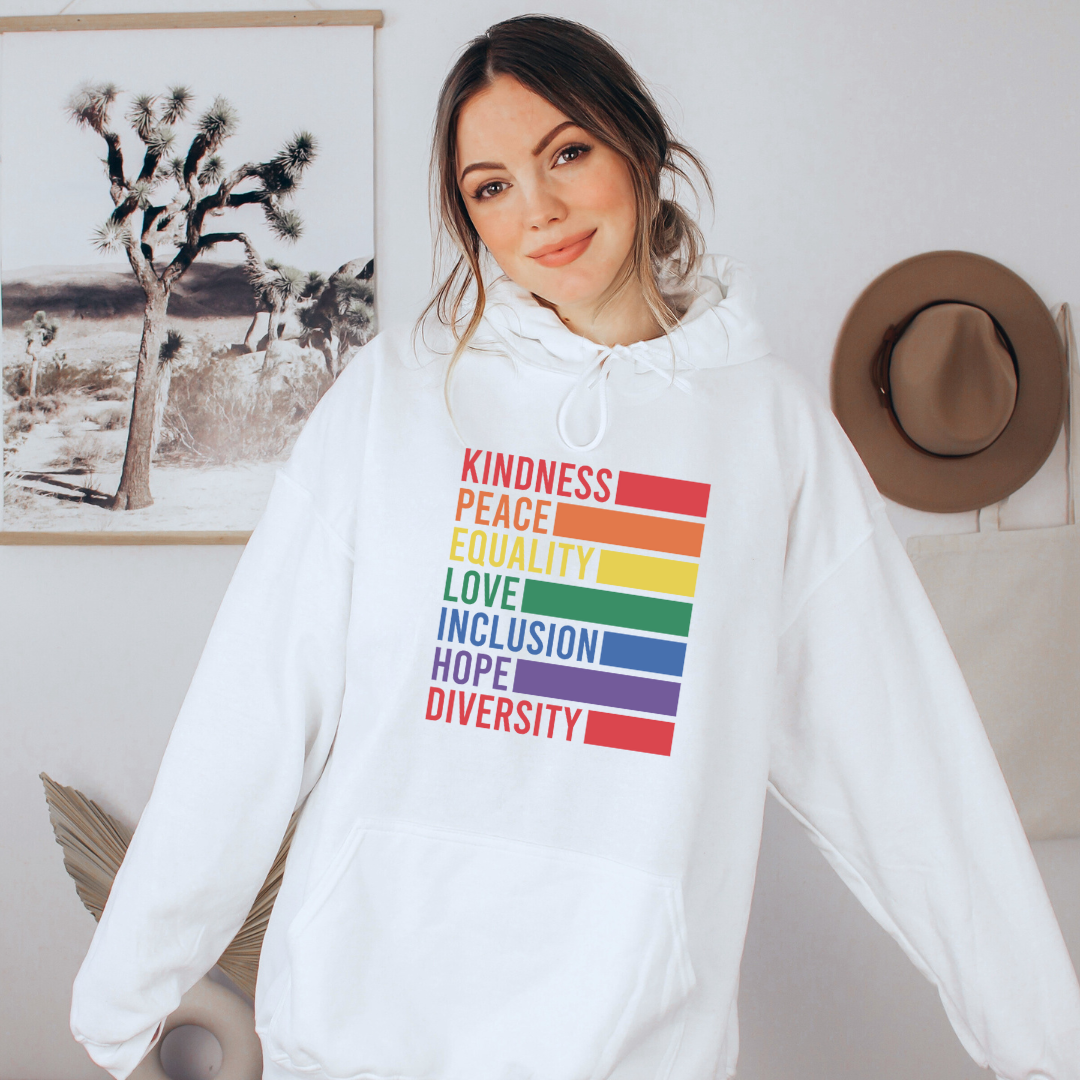 Kindness Peace Equality Love Inclusion Hope Diversity Tees/Crewnecks/Hoodies