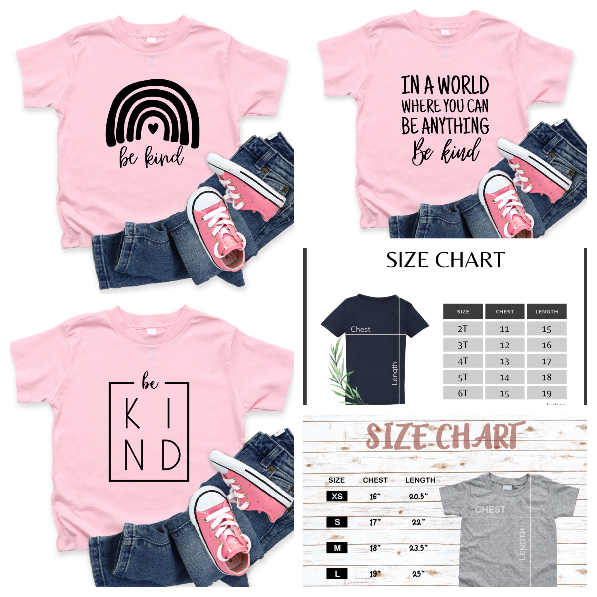 Be Kind Colorful Rainbow Youth Tees