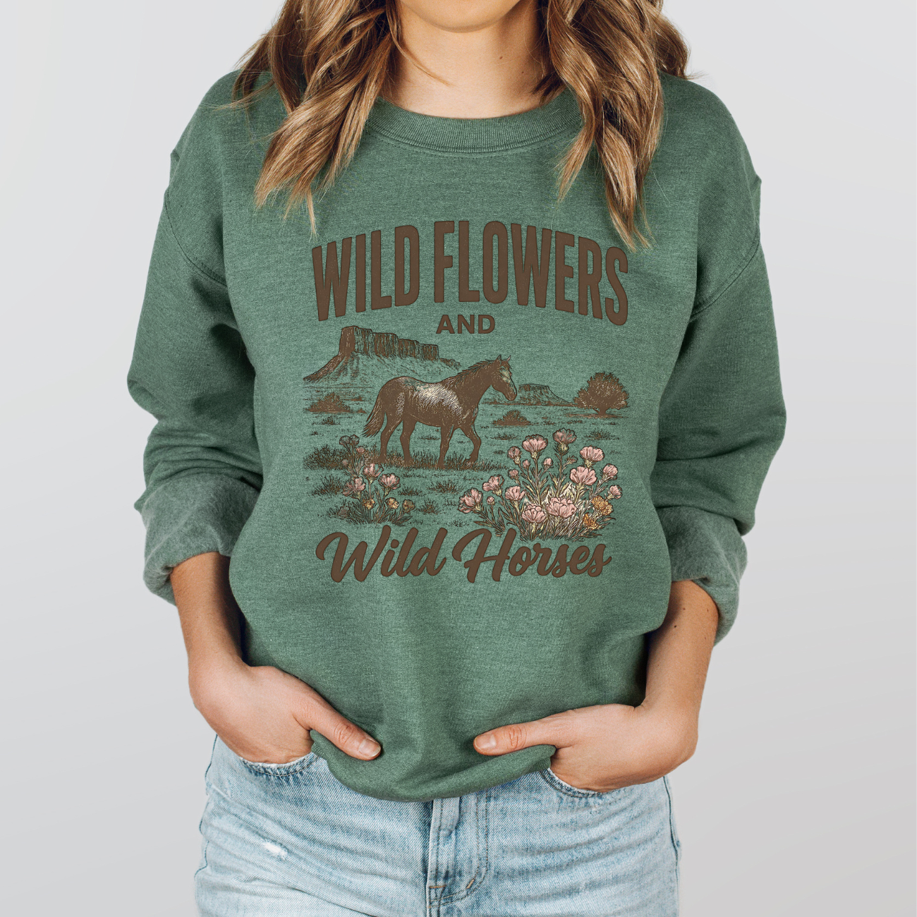 Wildflowers and Wild Horses Lainey Wilson Crewnecks