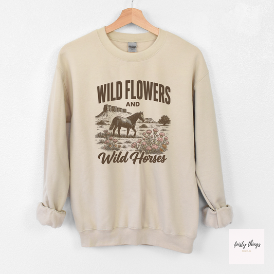 Wildflowers and Wild Horses Lainey Wilson Crewnecks