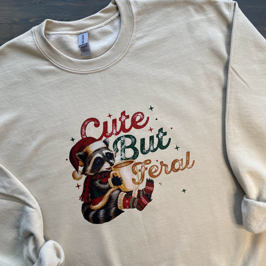Cute But Feral Christmas Crewnecks