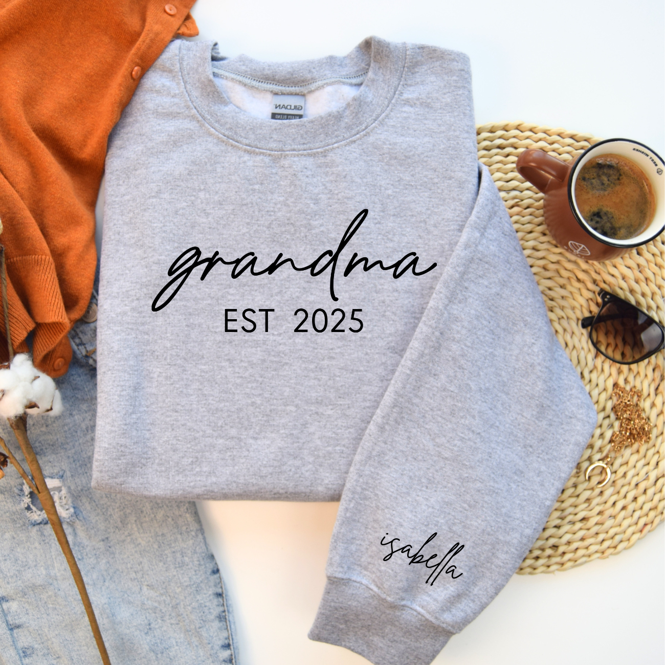 Grandma Est 2025 Crewnecks With Names