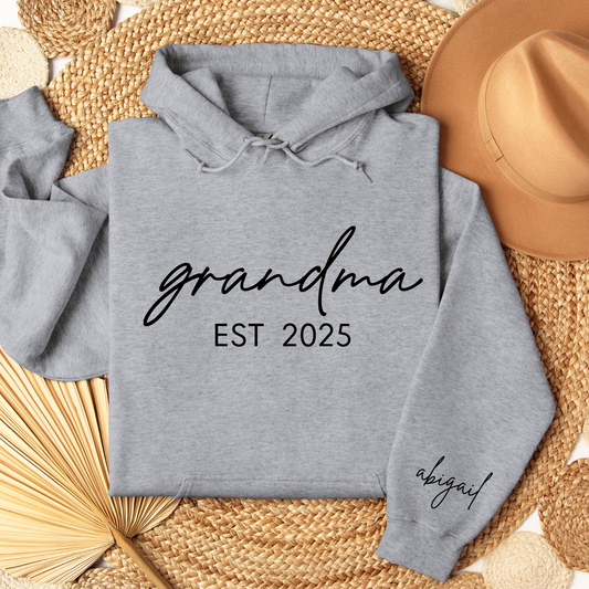Grandma Est 2025 Hoodies With Names