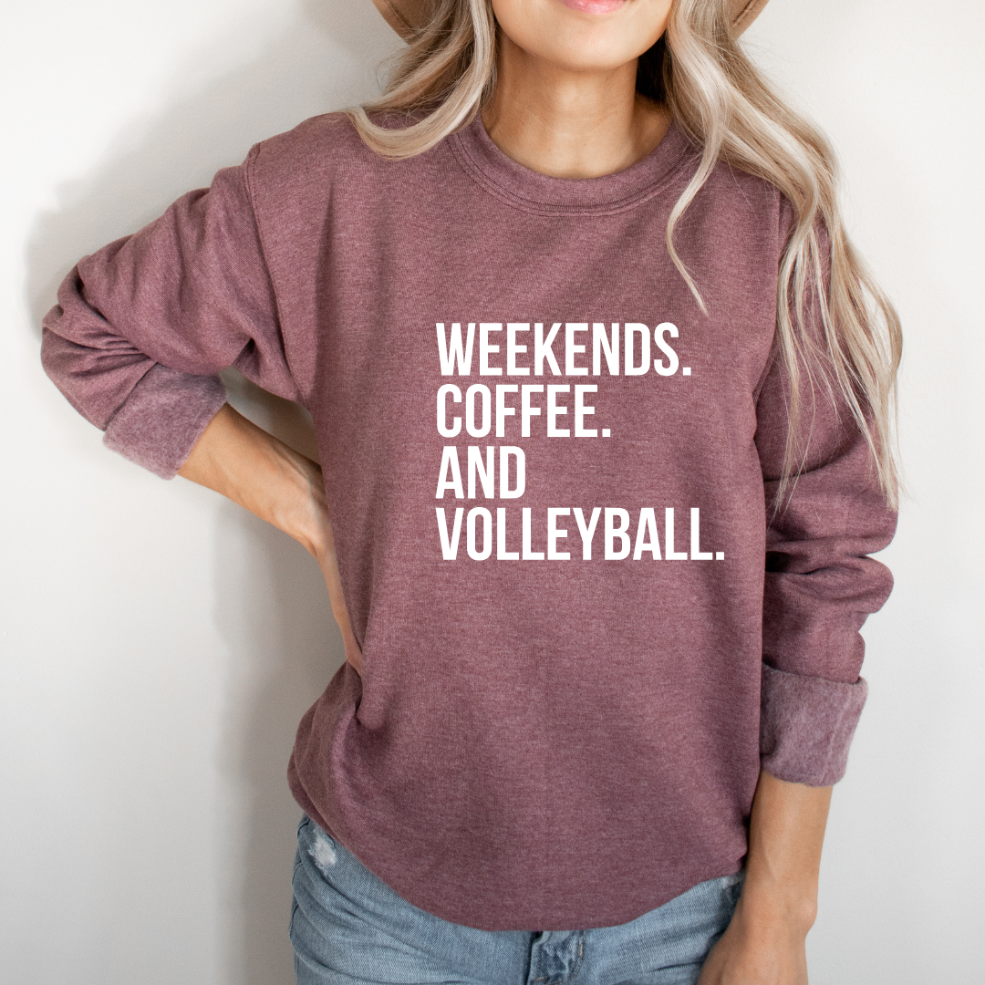 Weekends Coffee And Volleyball Crewnecks
