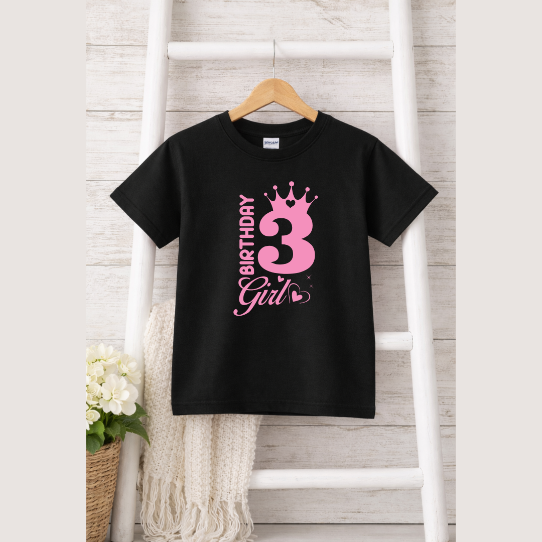 3 Birthday Girl Kids Tees