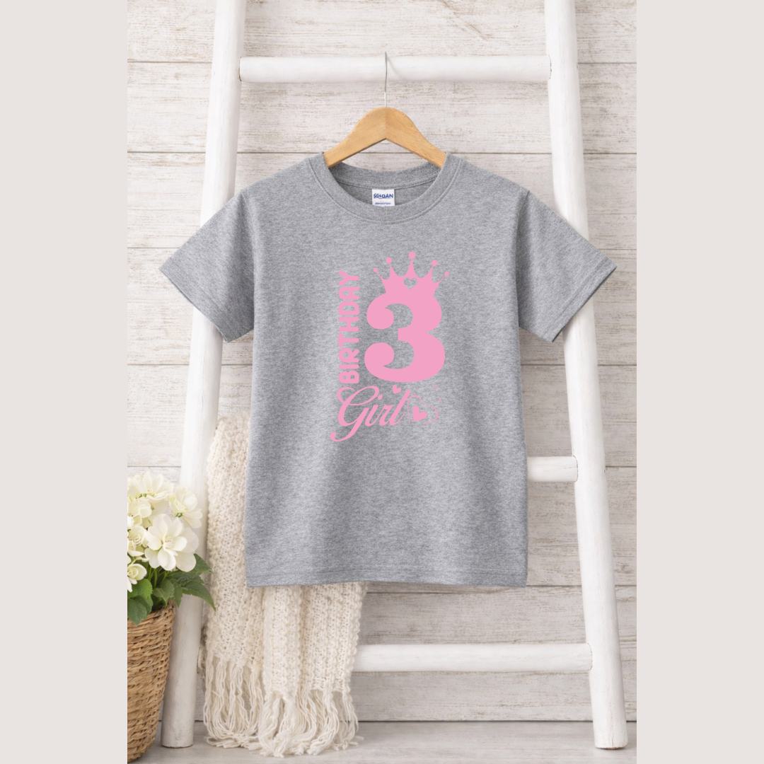 3 Birthday Girl Kids Tees
