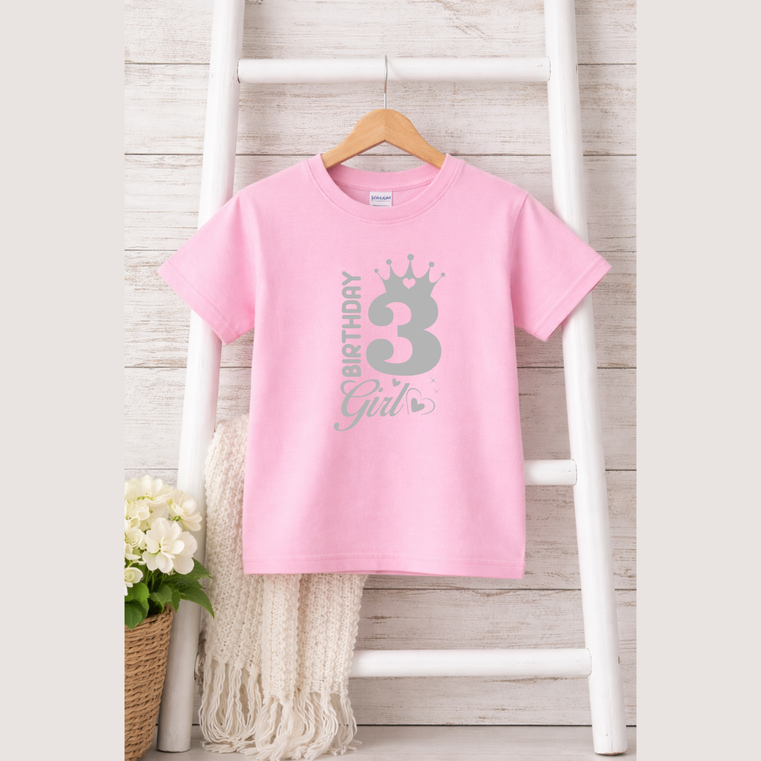 3 Birthday Girl Kids Tees