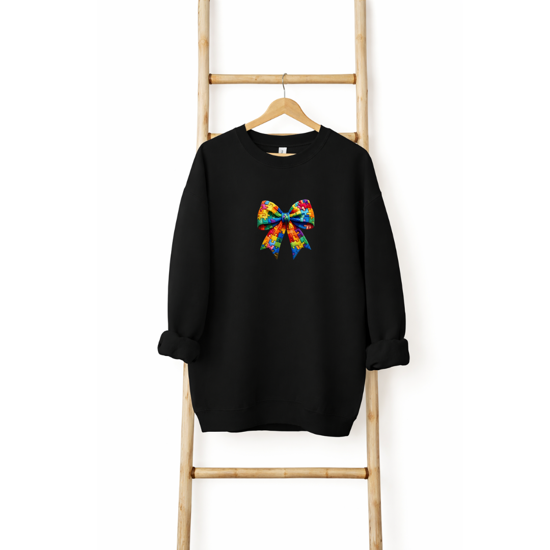Autism Awareness Ribbon Faux Yarn Embroidery Tees/Crewnecks/Hoodies