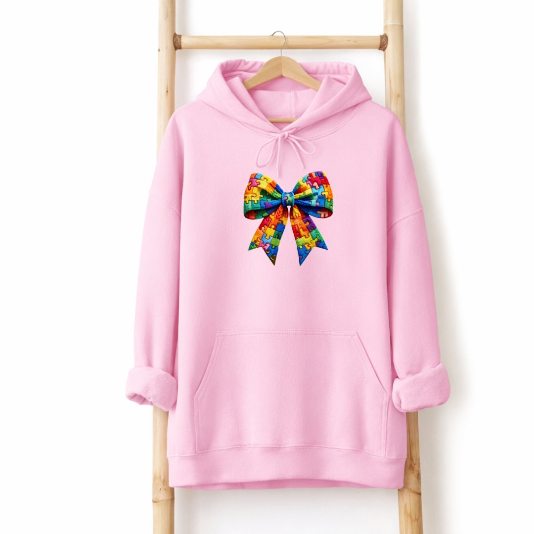 Autism Awareness Ribbon Faux Yarn Embroidery Tees/Crewnecks/Hoodies