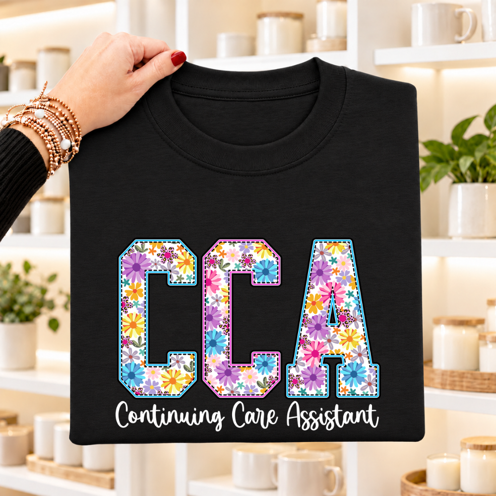 CCA Continuing Care Assistant floral print