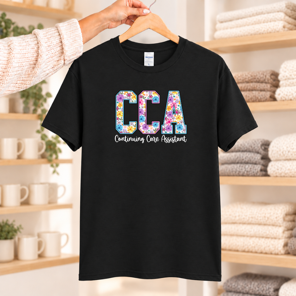 CCA Continuing Care Assistant floral print