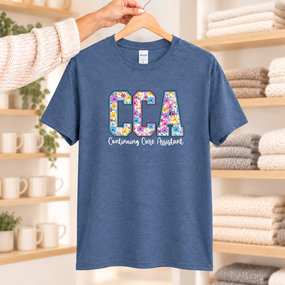CCA Continuing Care Assistant floral print