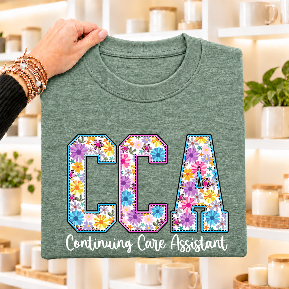 CCA Continuing Care Assistant floral print