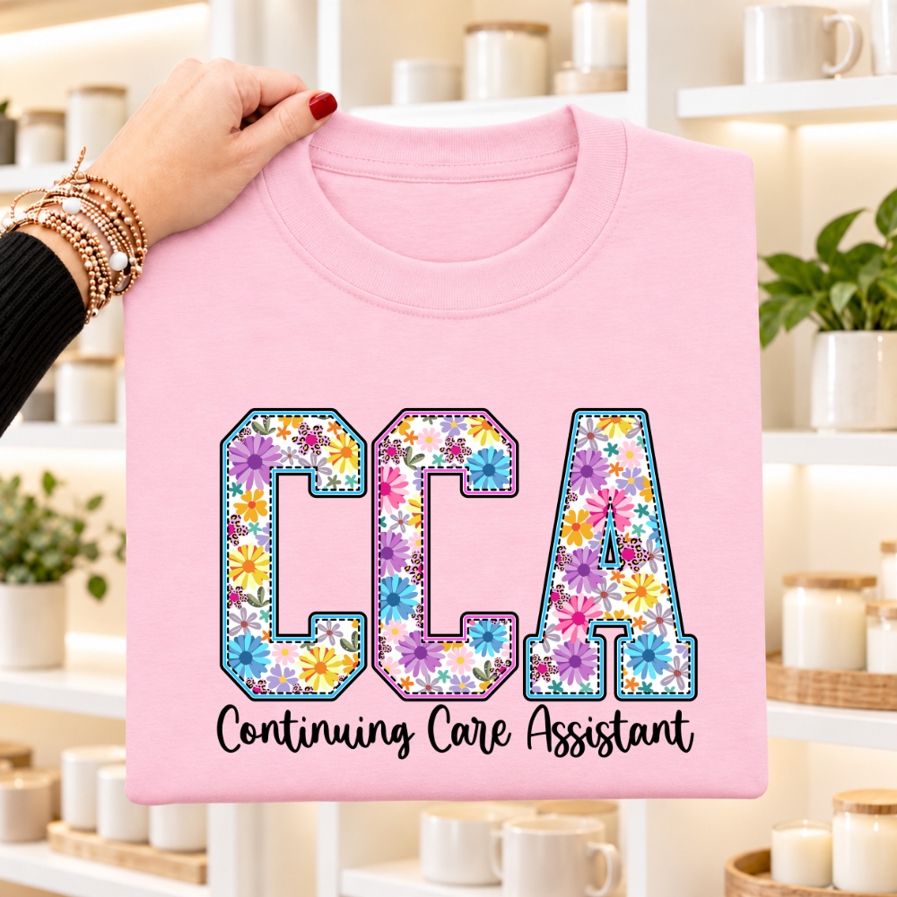 CCA Continuing Care Assistant floral print
