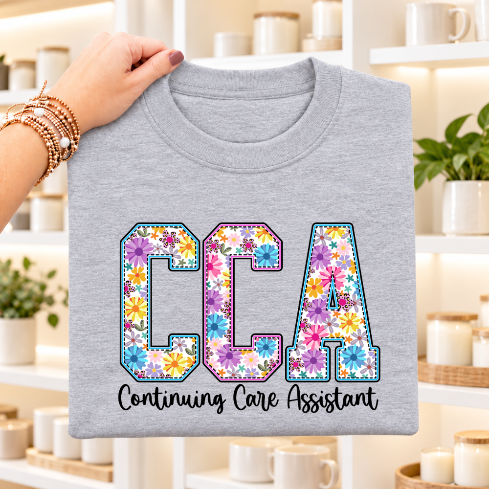 CCA Continuing Care Assistant floral print