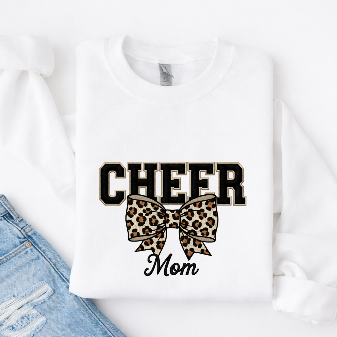 Cheer Mom Faux Embroidery Tees/Crewnecks/Hoodies