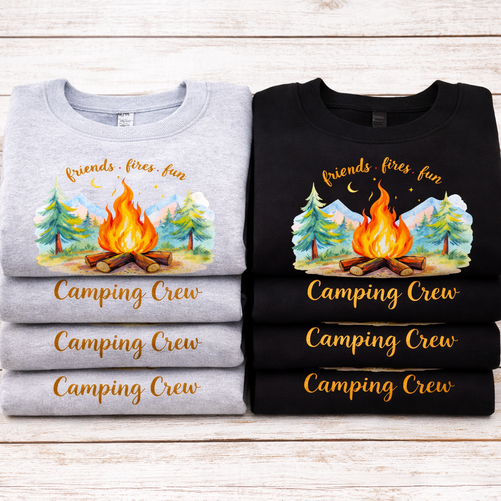 Friends Fires Fun Camping Crew Kids Tees/Crewnecks