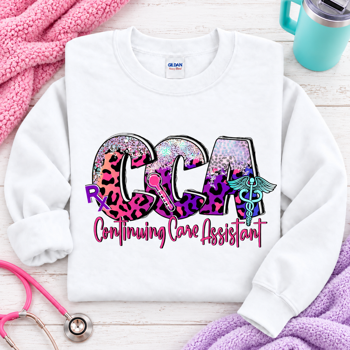 CCA Continuing Care Assistant pink/purple