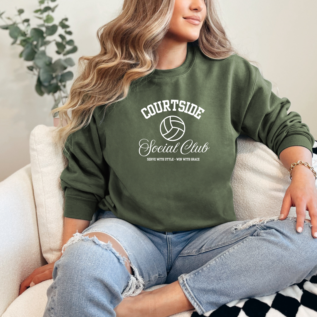Courtside Social Club Serve With Style Win With Grace Crewnecks