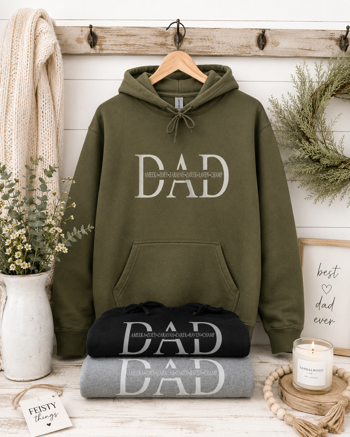 Dad/Grandpa/Papa, Etc. Personalized Tees/Crewnecks/Hoodies With Kids Names Added