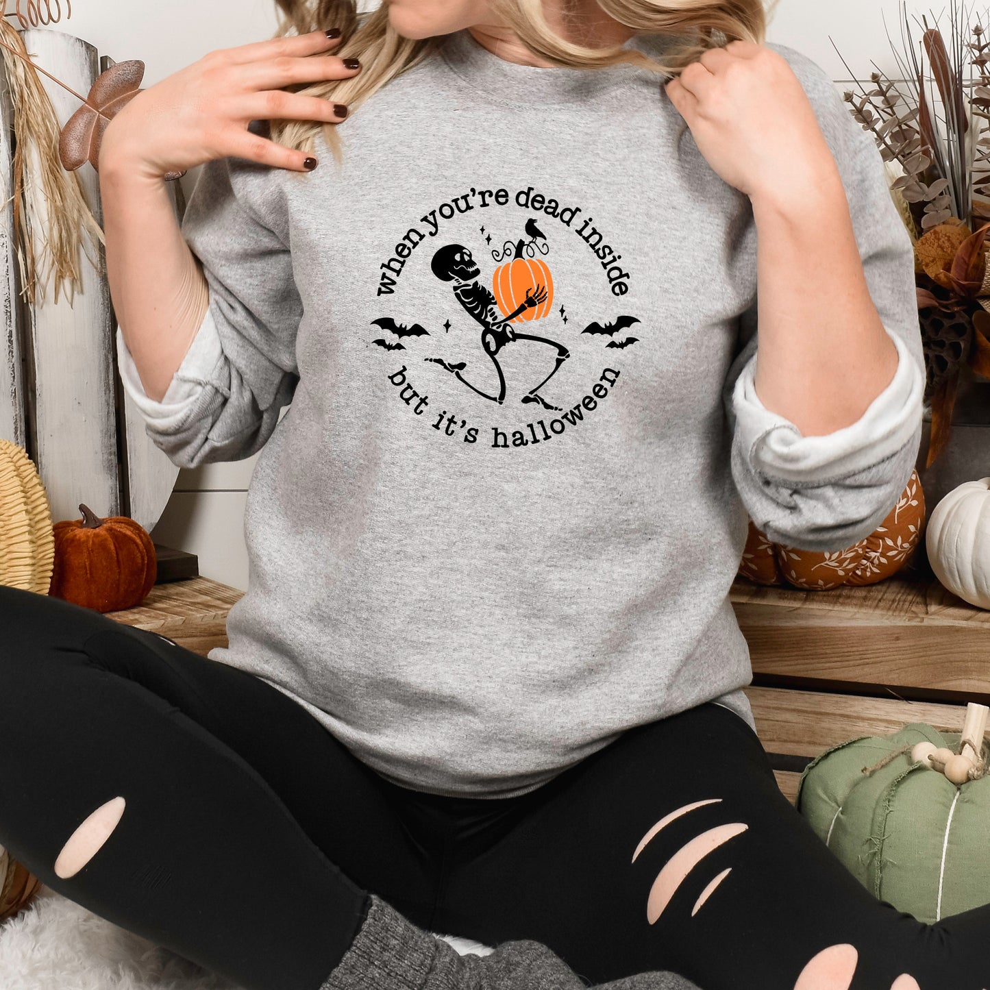 Dead Inside But It's Halloween Crewnecks
