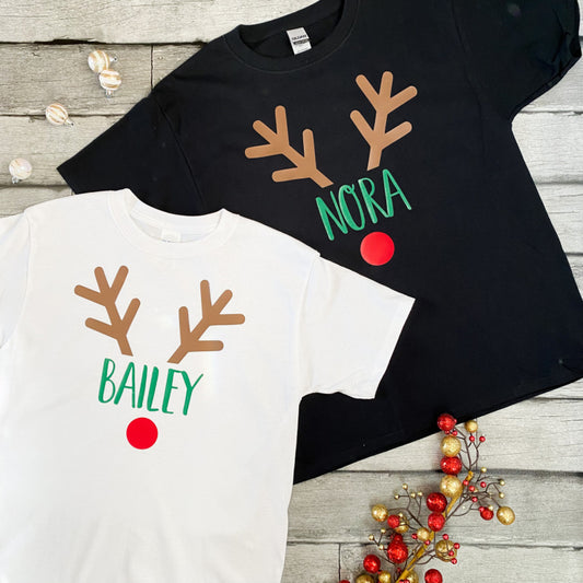 Reindeer Custom Name Family Tees