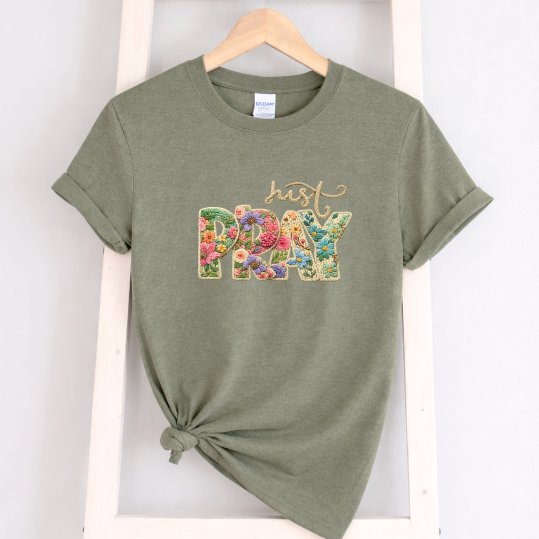 Faux Stitch Just Pray Tees/Crewnecks/Hoodies