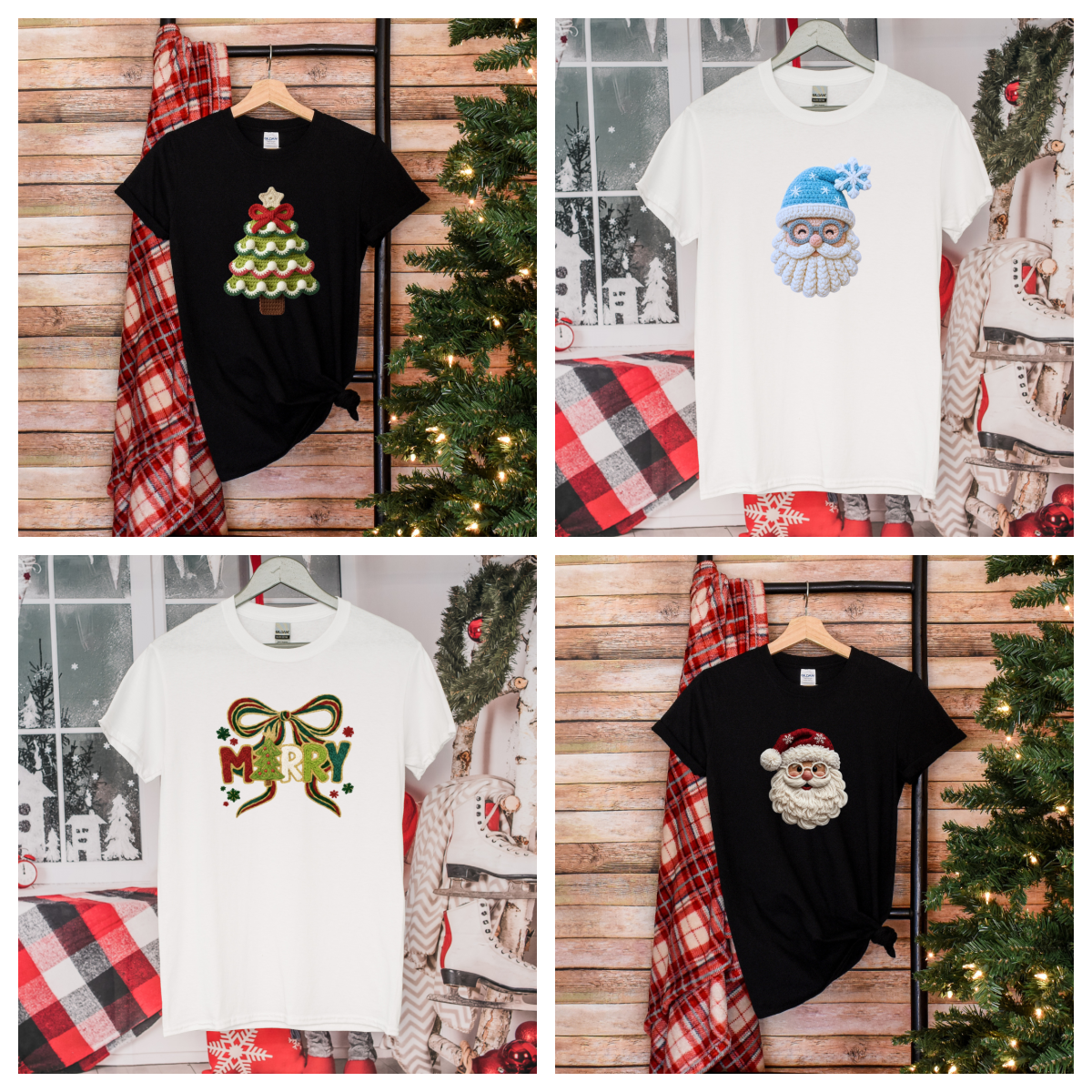 Faux Yarn Christmas Tees (3 Designs)