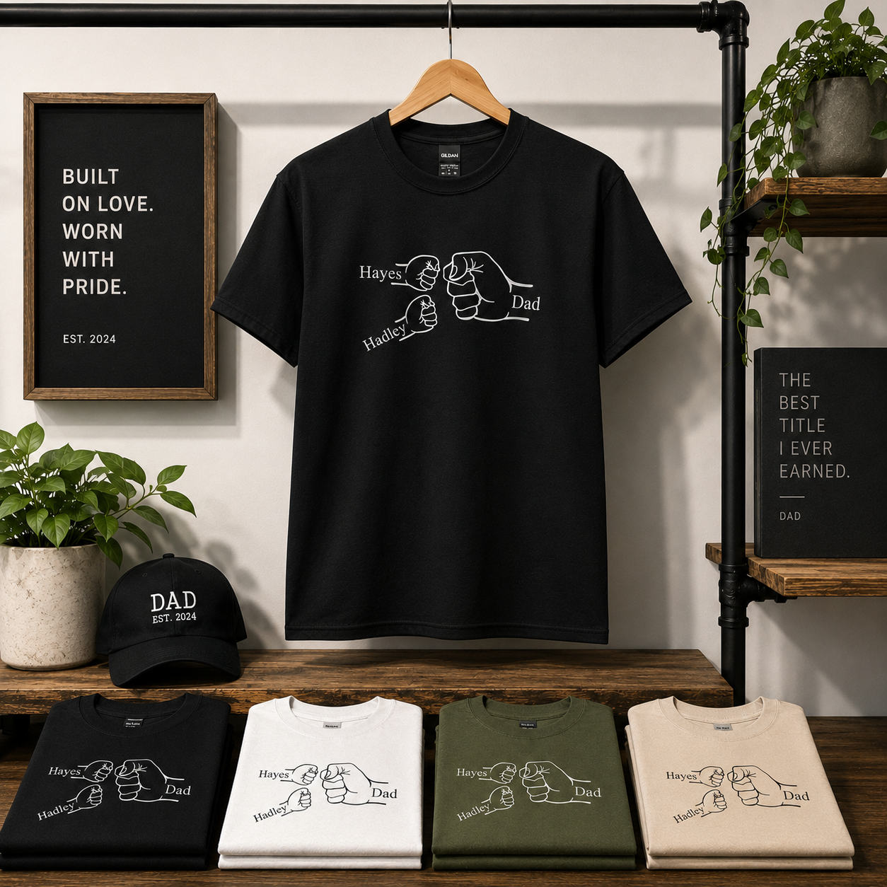 Fist Bump Dad/Grandpa/Papa, Etc. Personalized Tees/Crewnecks/Hoodies